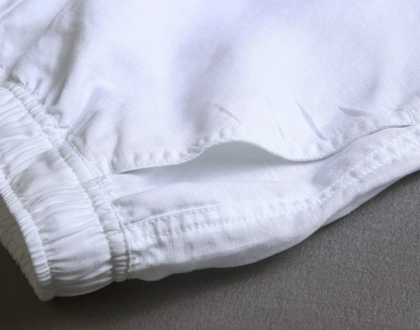 Youhan Men's Fitted Elastic Waistband Cotton Linen Pants with Drawstring
