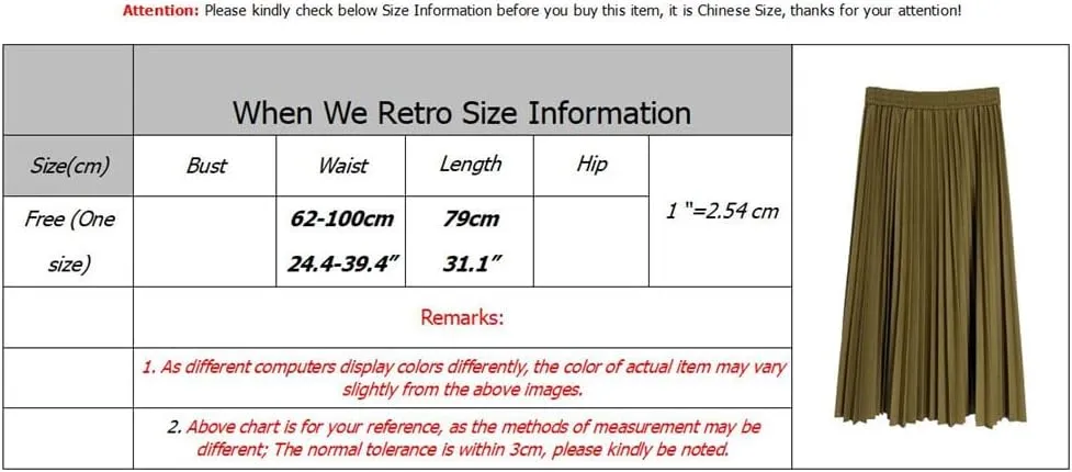 Youllyuu Long Midi Skirt for Women High Waist Pleated Autumn Spring Skirts