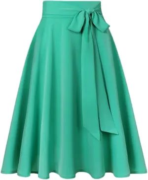 Youllyuu Women A Line Chiffon Skirt High Waist Long Midi Skirts Lace Up Skirt