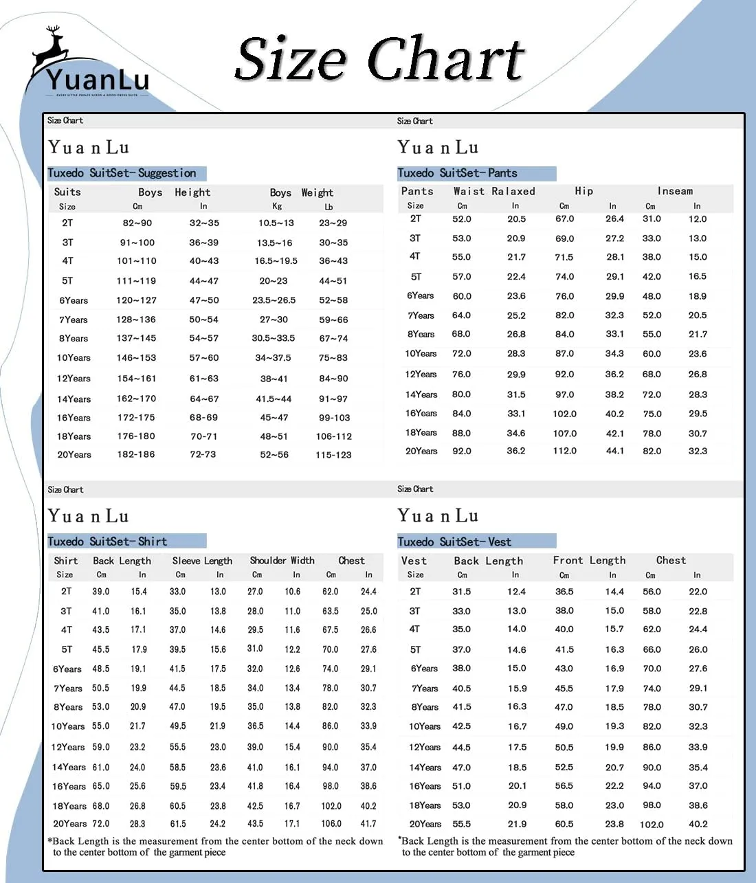 YuanLu Boys Suit Dress Clothes Ring Bearer Outfit Homecoming Dresses Boy Vest and Pants Set for Kids Wedding Tuxedo Suits