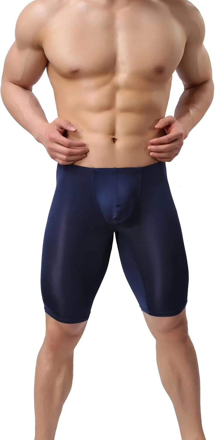 YUFEIDA Men's Compression Half Tights Leggings Sheer Swimwear Shorts Trunks Pant