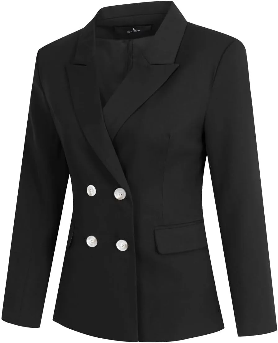 YUNCLOS Women's 2 Piece Double Breasted Suit Set Two Button Blazer and Pants