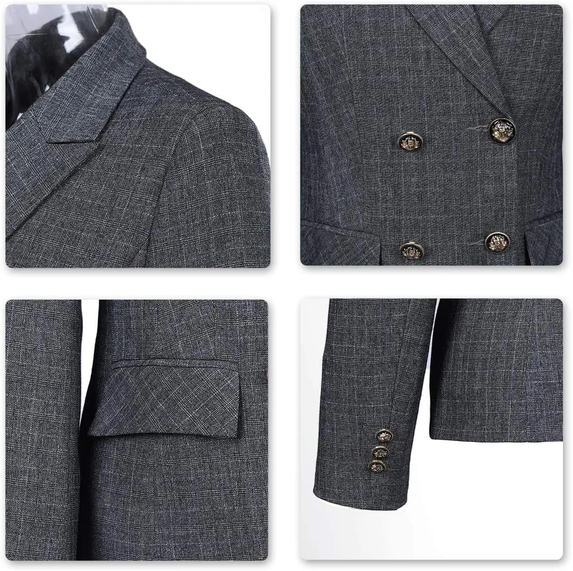 YUNCLOS Women's 2 Piece Double Breasted Suit Set Two Button Blazer and Pants