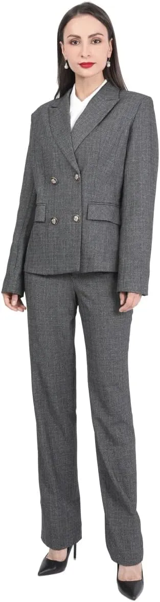 YUNCLOS Women's 2 Piece Double Breasted Suit Set Two Button Blazer and Pants