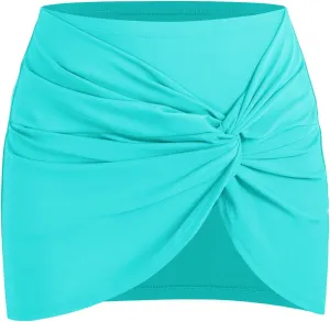 ZAFUL Womens Swim Skirt Twist Bathing Suit Skirt with Build-in Brief Mid Rise Swimsuit Bottom Skort