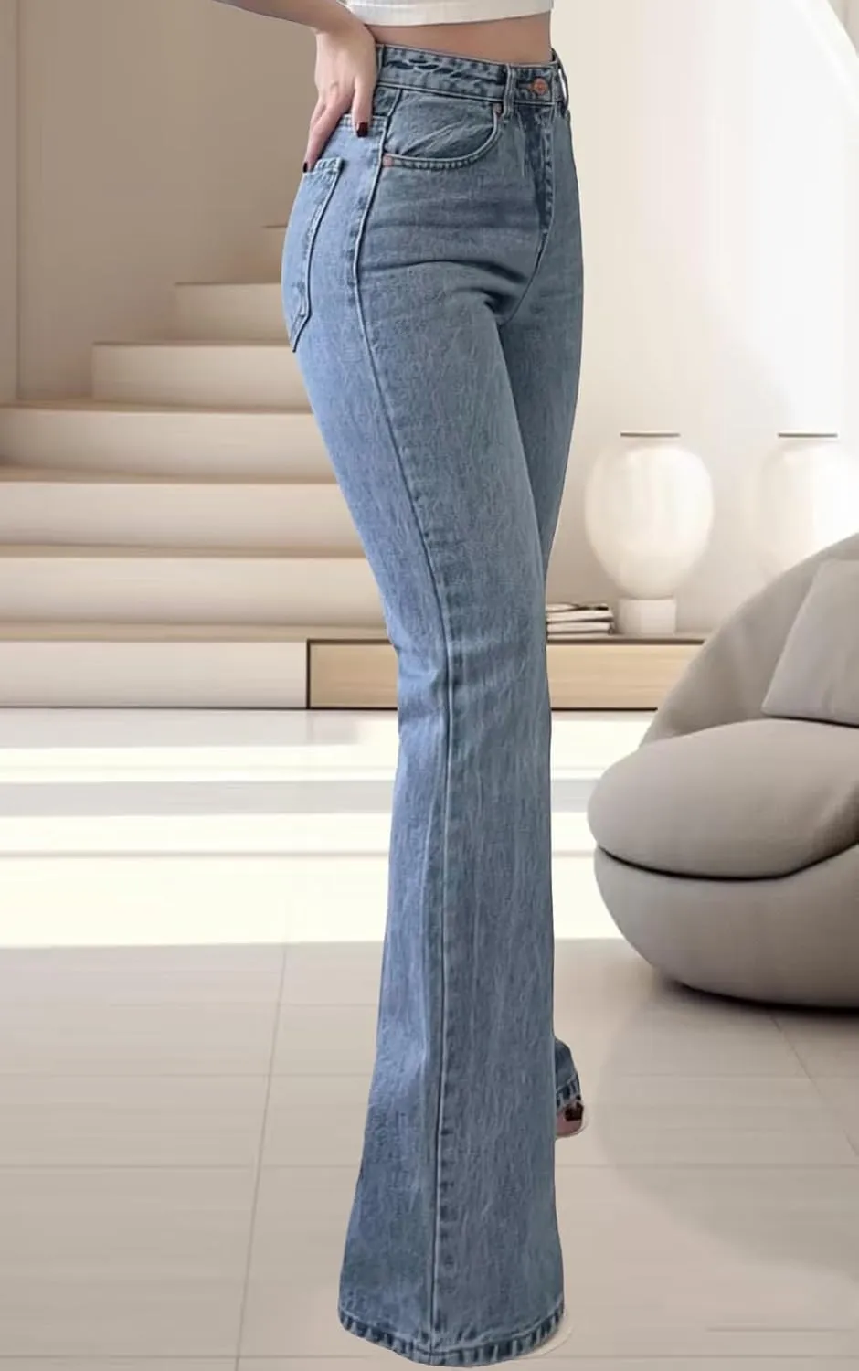 ZERMOM Women's Flare Jeans Mid Rise Bell Bottom Denim Pants
