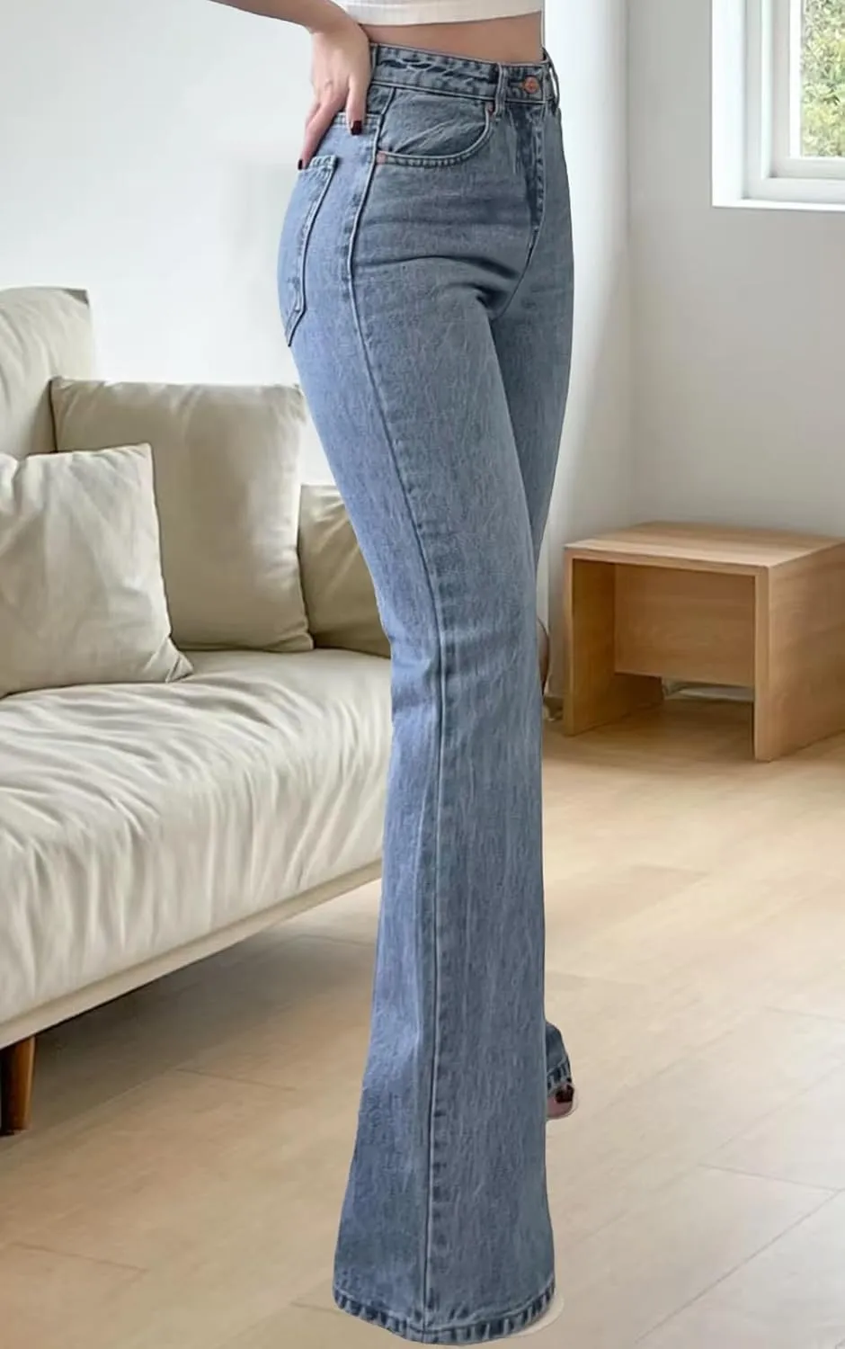 ZERMOM Women's Flare Jeans Mid Rise Bell Bottom Denim Pants