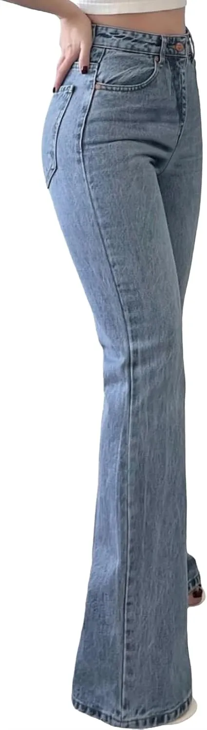 ZERMOM Women's Flare Jeans Mid Rise Bell Bottom Denim Pants