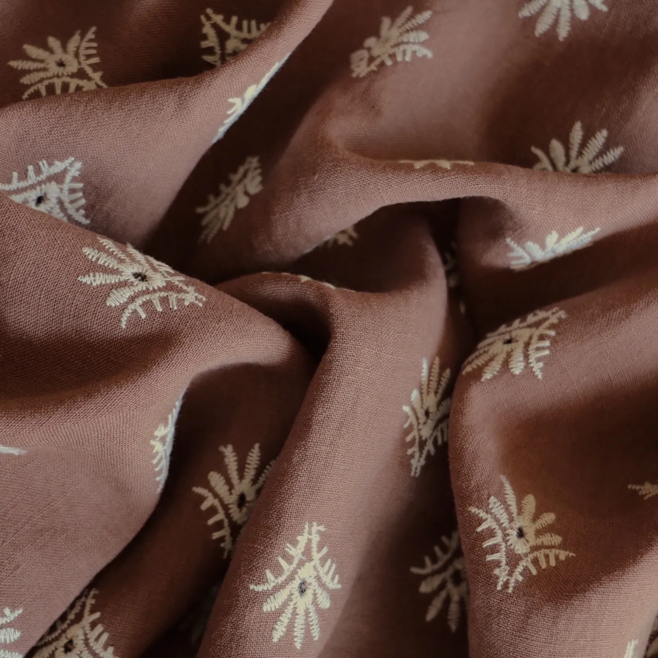 Zoey Cocoa Embroidered Linen - Last Chance