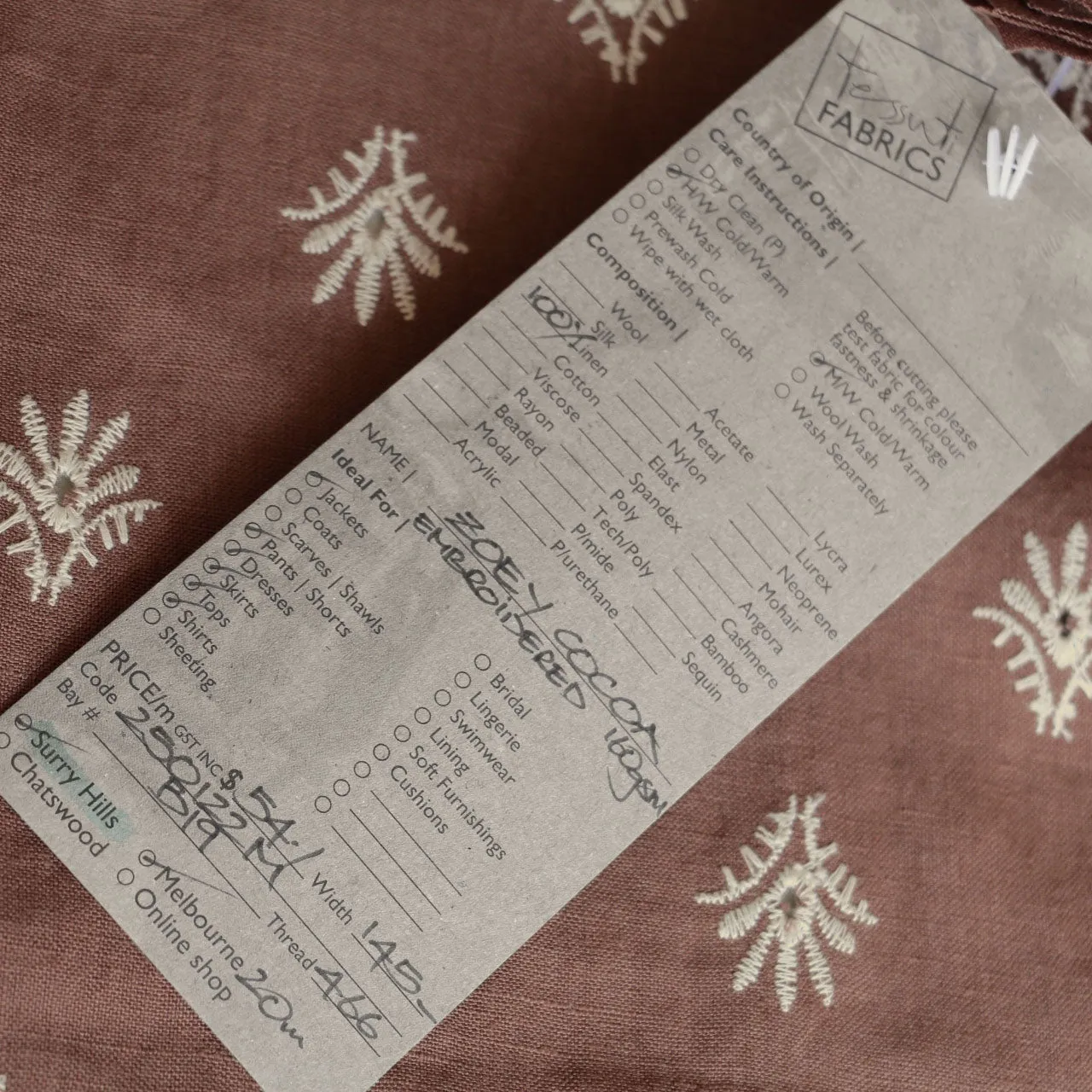 Zoey Cocoa Embroidered Linen - Last Chance