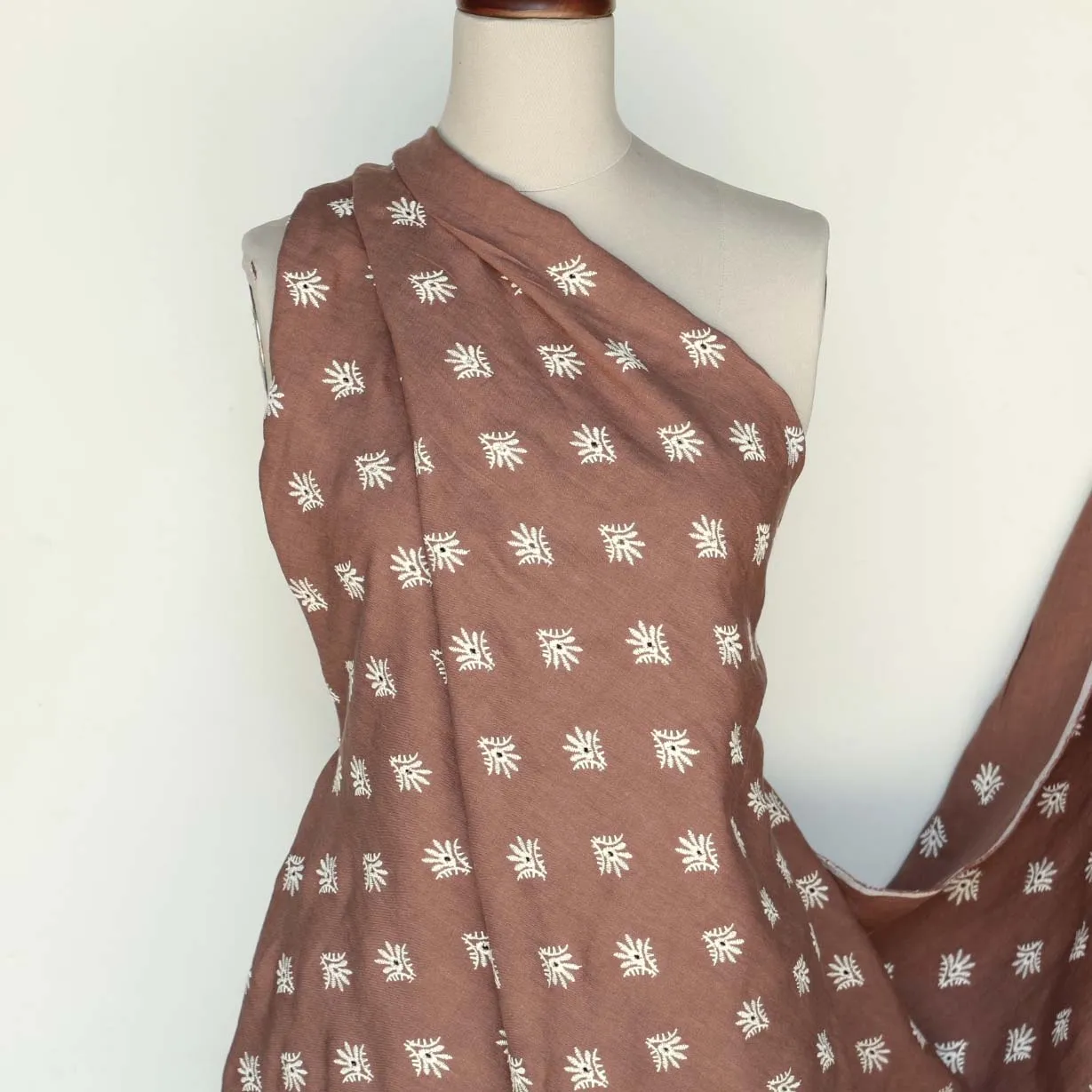 Zoey Cocoa Embroidered Linen - Last Chance