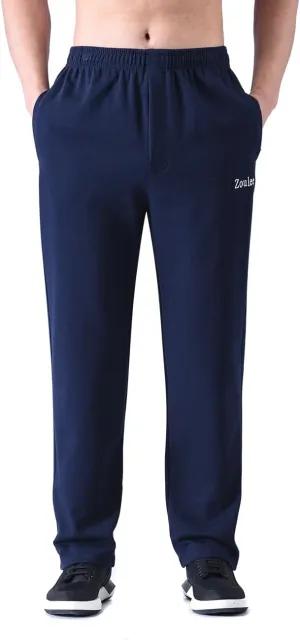 Zoulee Men's Front Zip Open-Bottom Sports Pants Sweatpants Trousers