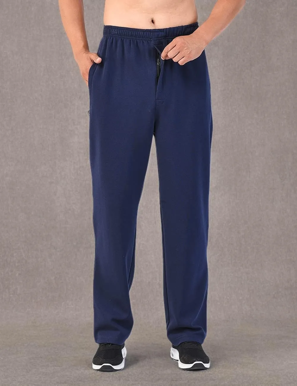 Zoulee Men's Front Zip Open-Bottom Sports Pants Sweatpants Trousers